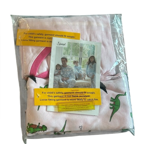 NWT Leveret Girls Long Sleeve Two-piece Pink Embroidered Dinosaur Pajamas - Picture 5 of 6